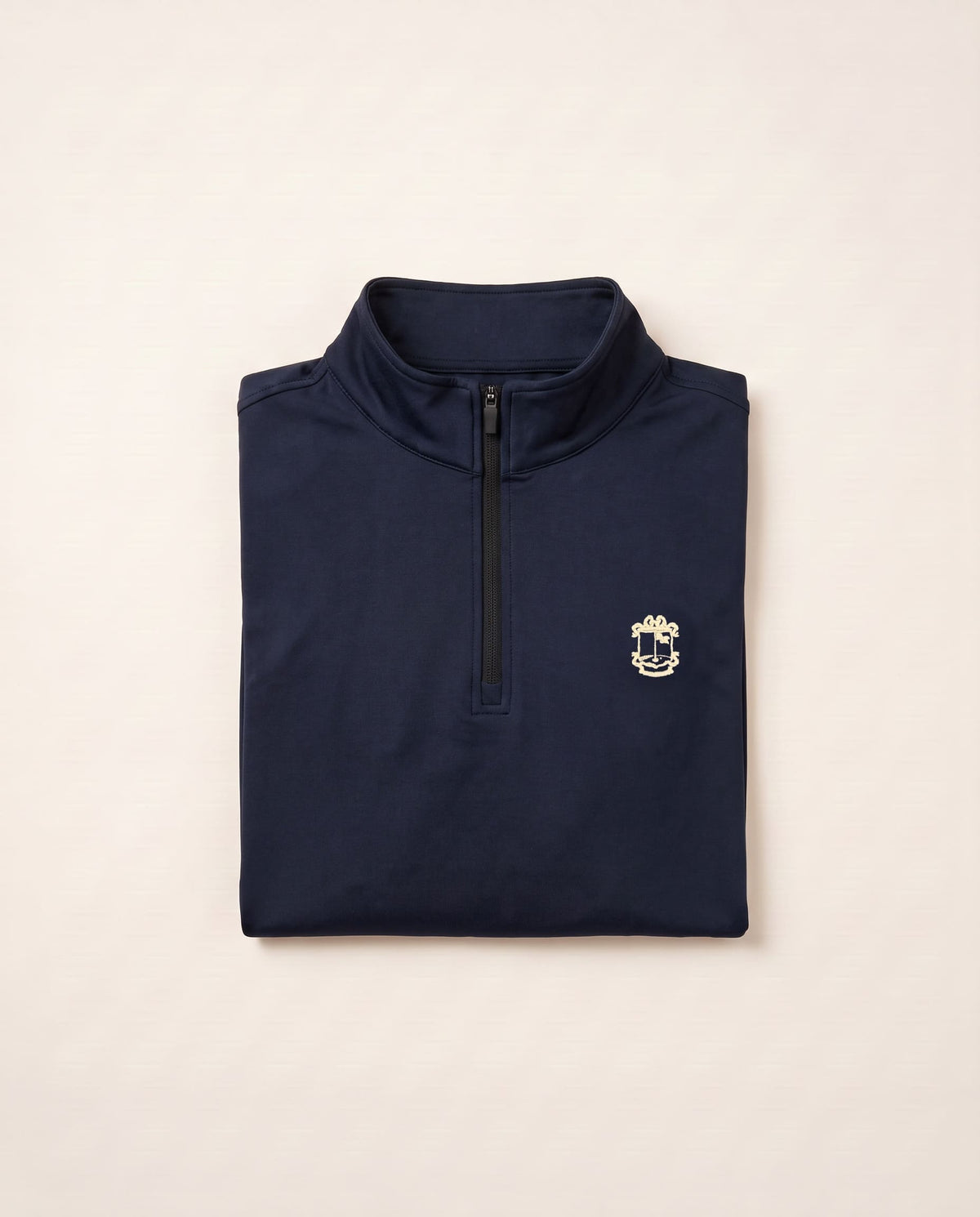 Captain's Quarter Zip Azul Marino, vista doblada