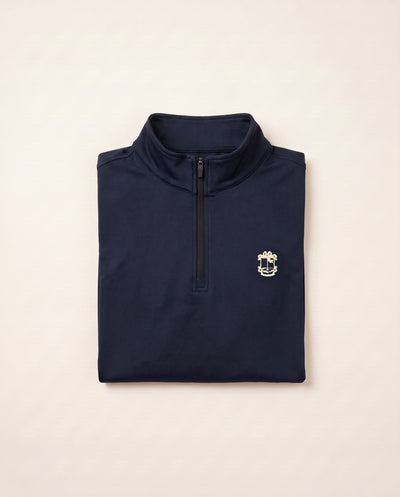 Captain's Quarter Zip Azul Marino, vista doblada